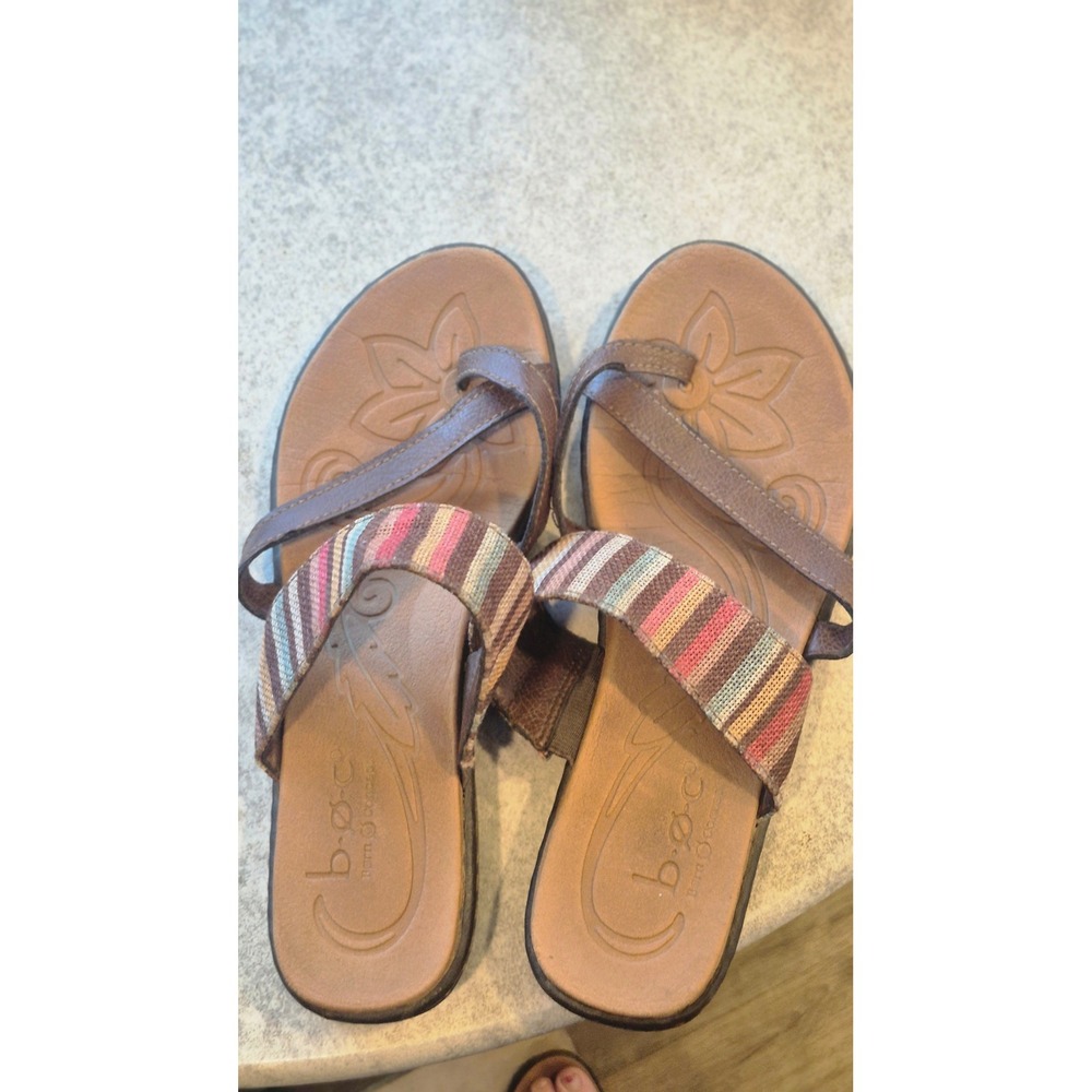 BOC Born Concept Womens Size 8 Brown Boho Woven Multi Stripe Slide Sandals - Picture 10 of 11